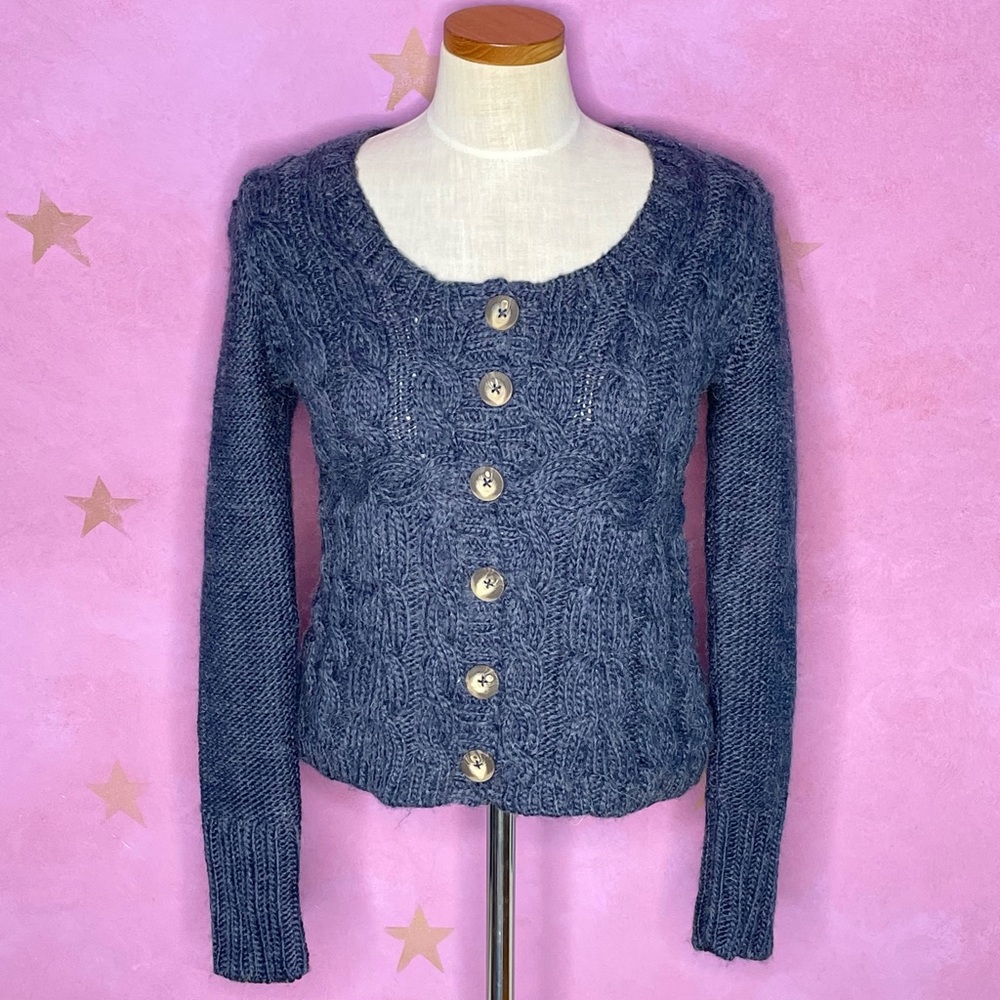 Between Me and You Blue Cable Sweater Medium